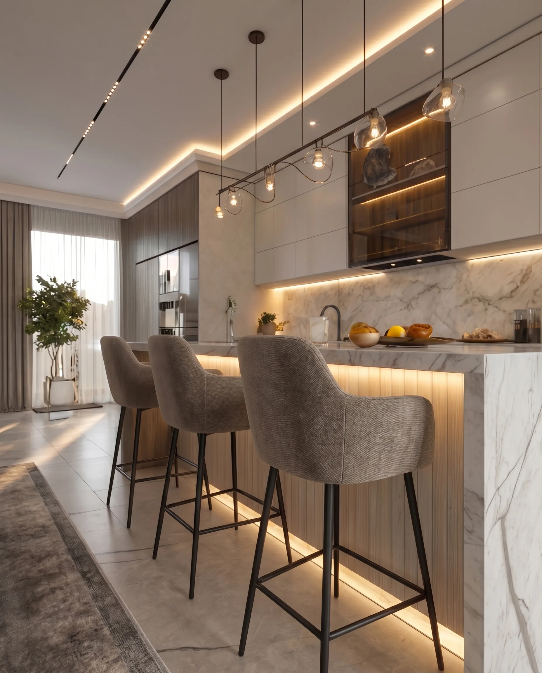 Barra moderna iluminada