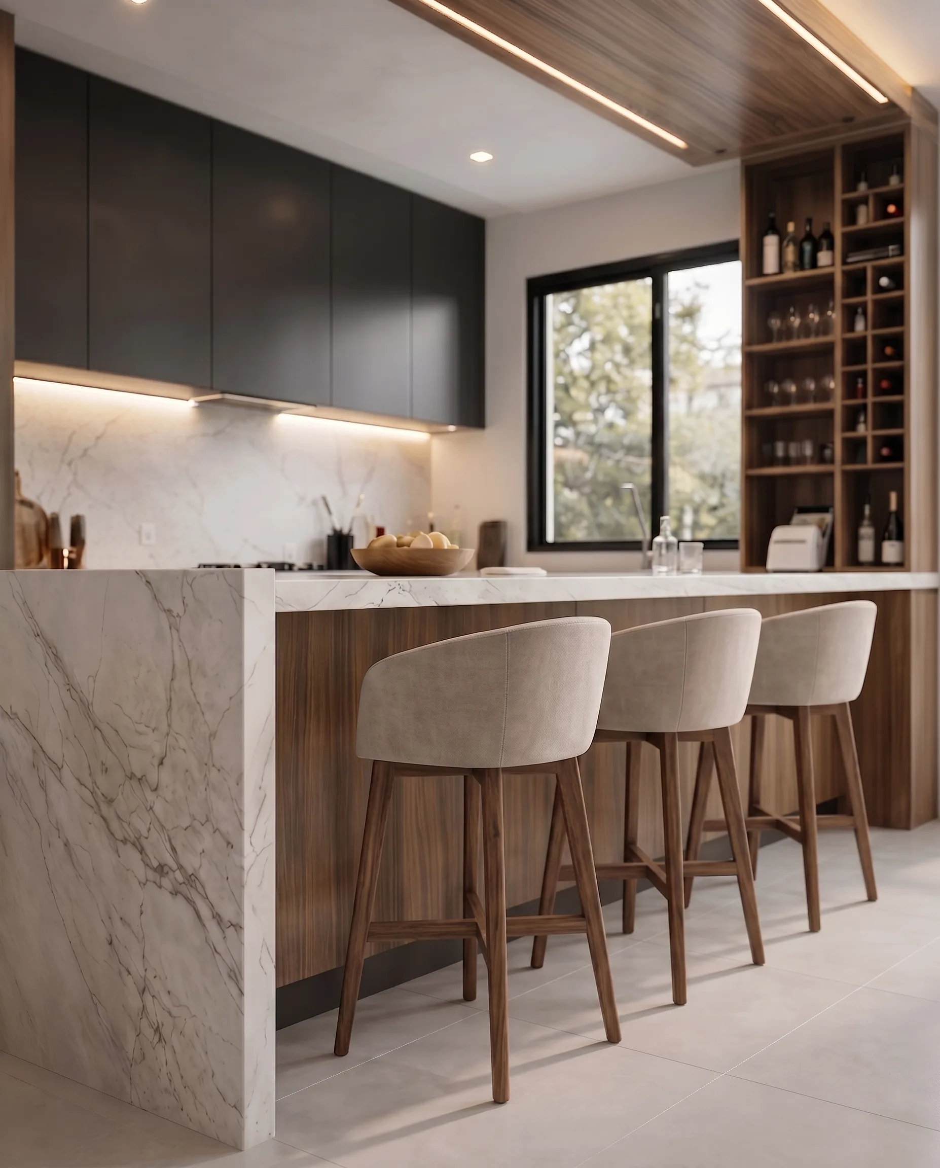 Barra sobria con madera