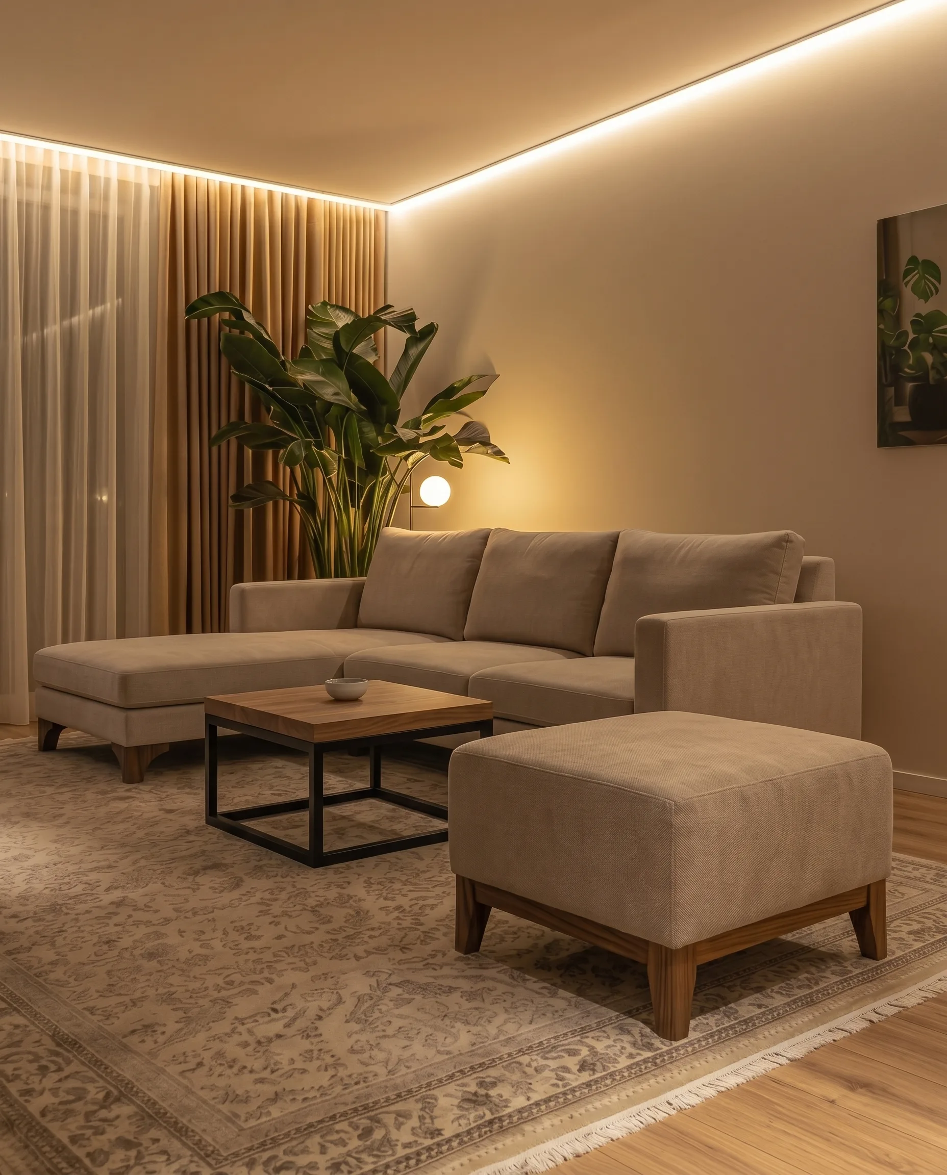 Sala suave y acogedora