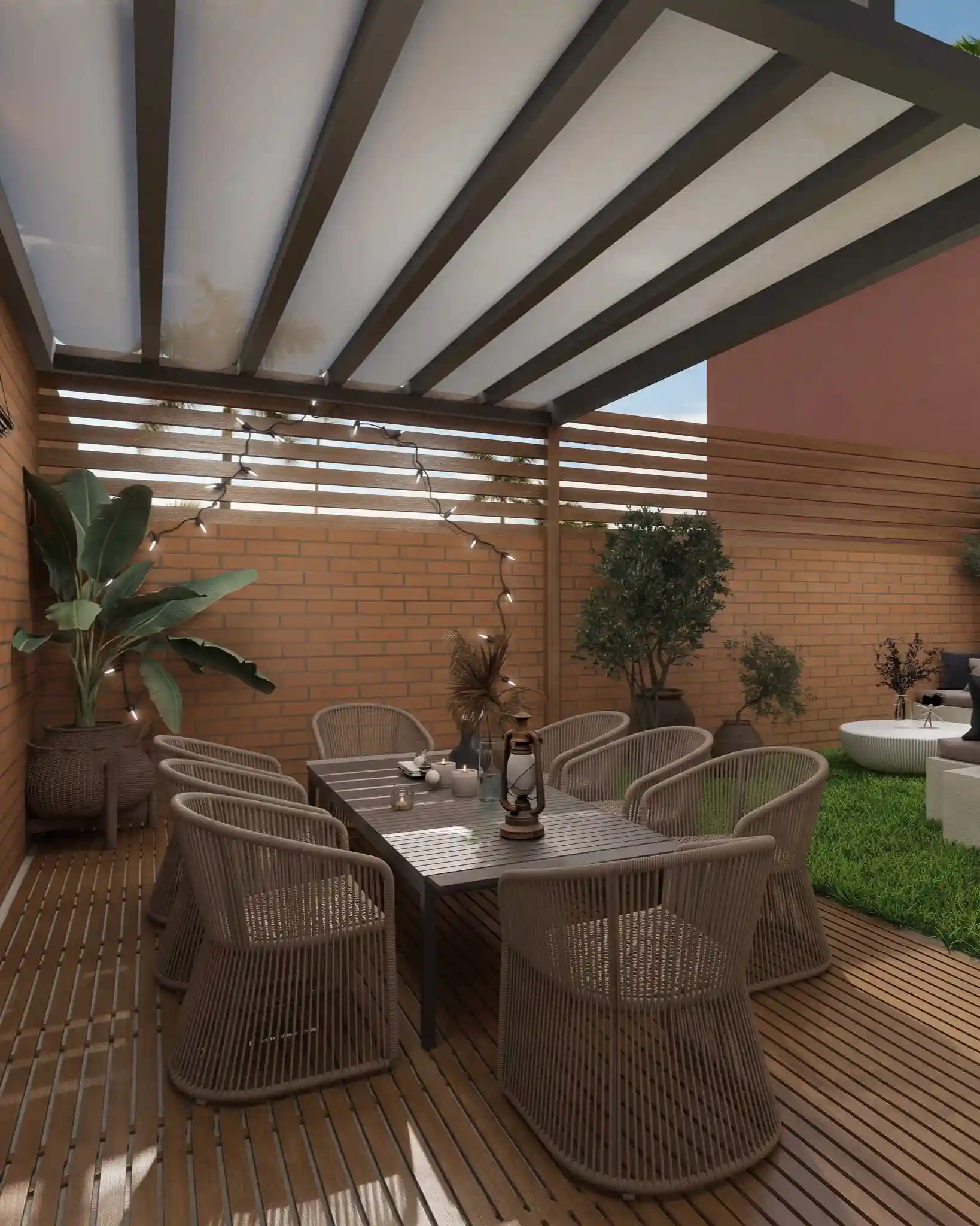 Terraza cálida con Siena