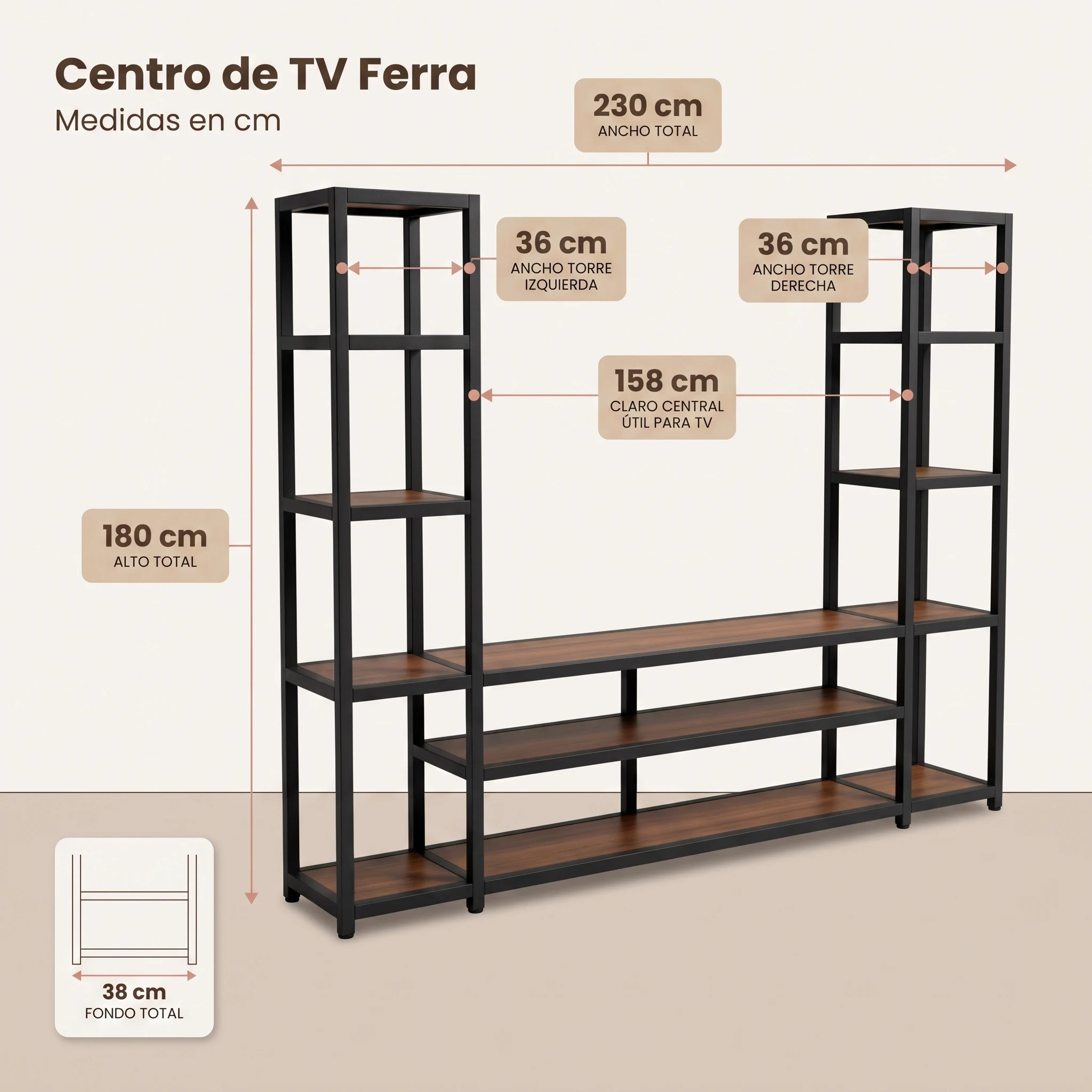 Centro de TV Ferra medidas