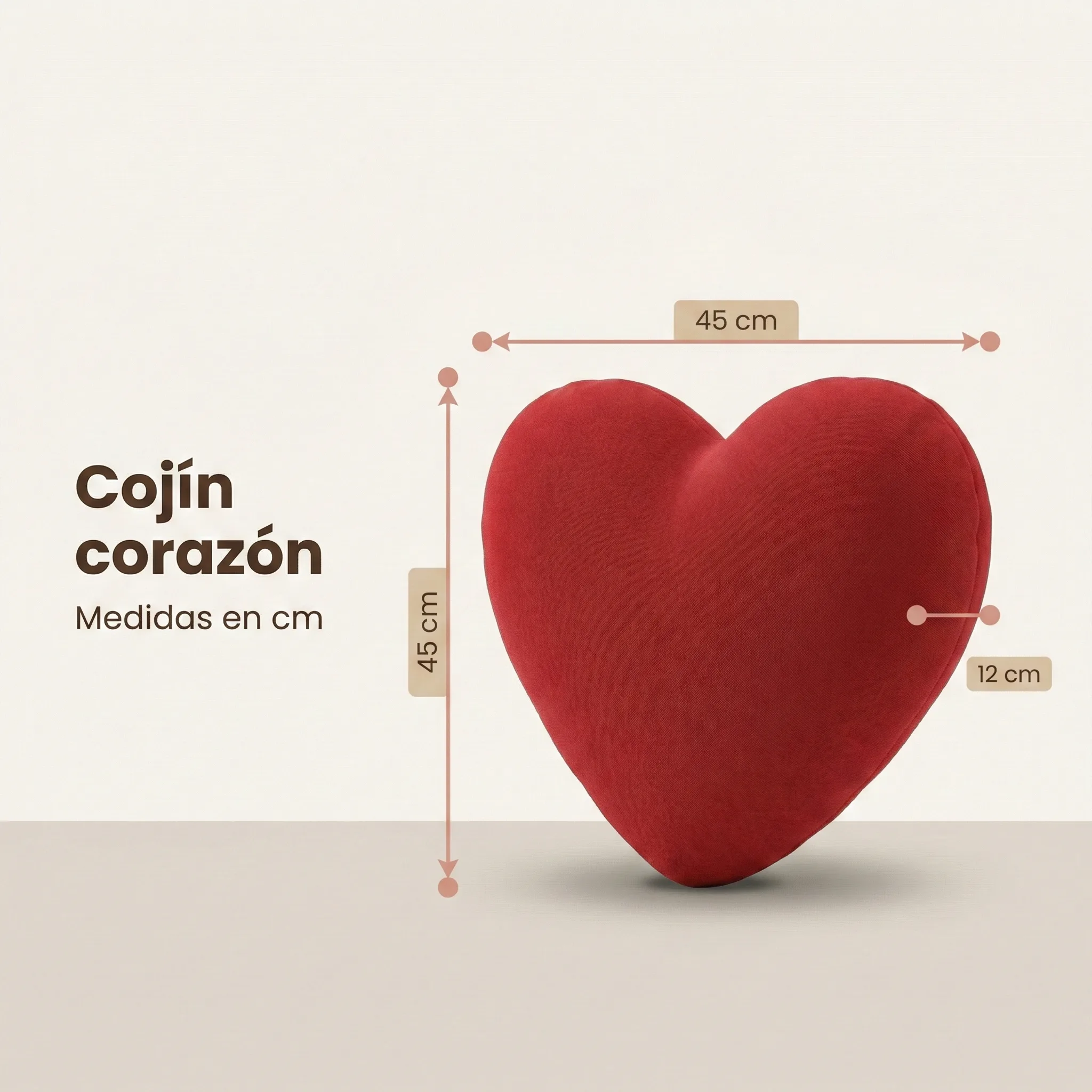 Cojín Corazones medidas
