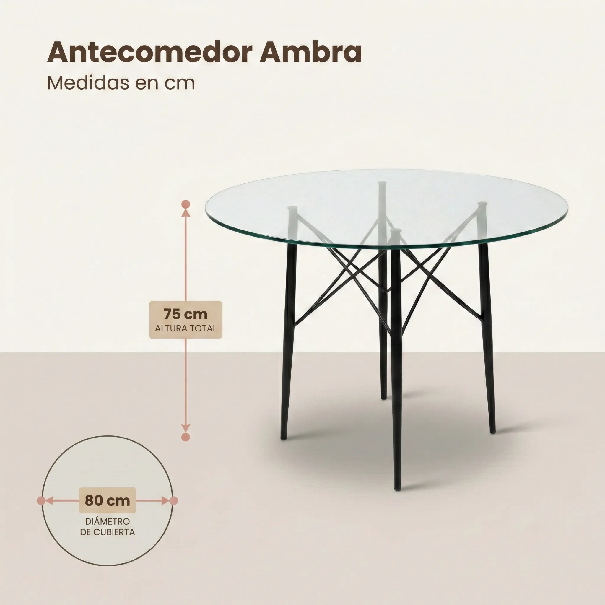 Comedor Ambra con 4 Sillas Paola medidas