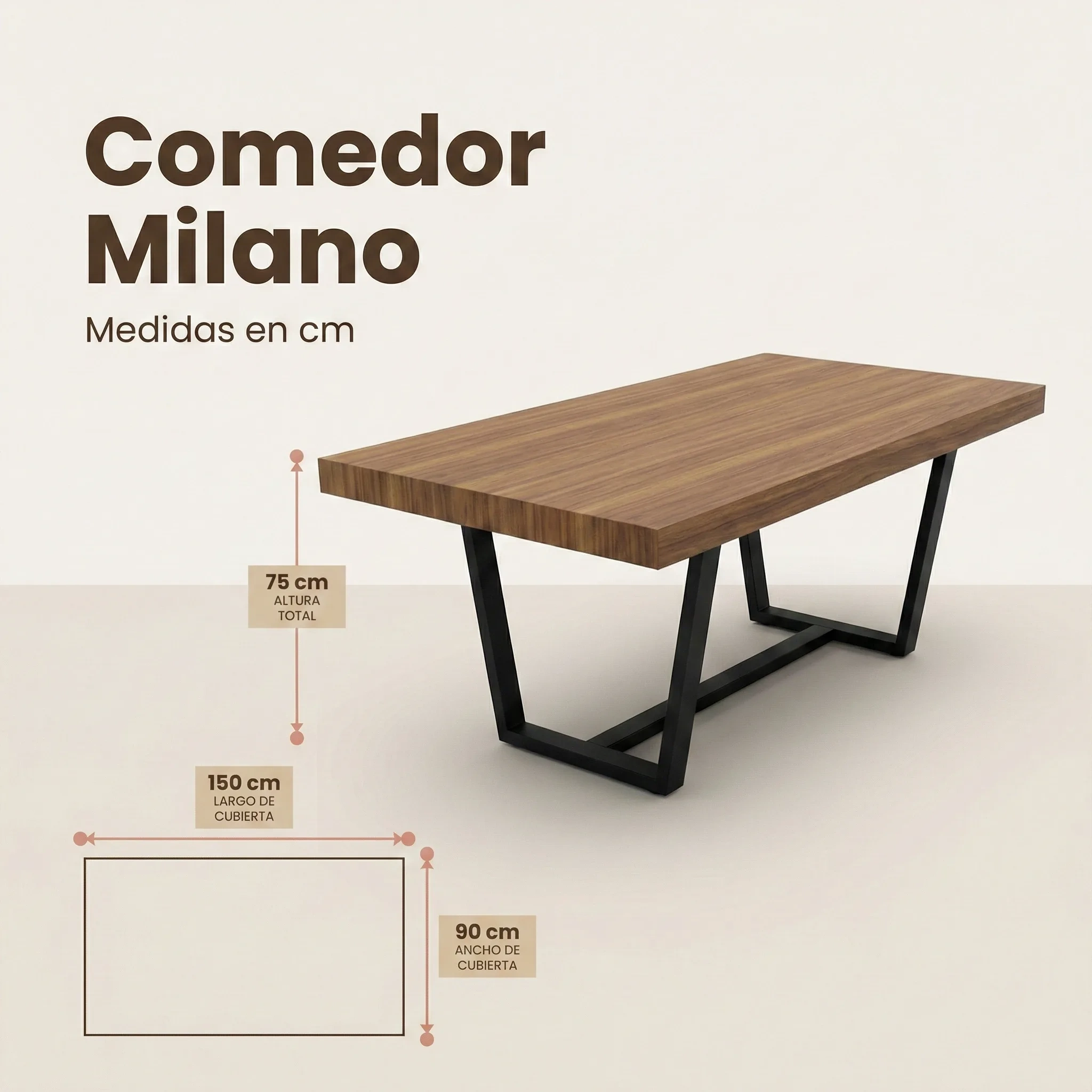 Comedor Milano con 6 Sillas Madie medidas