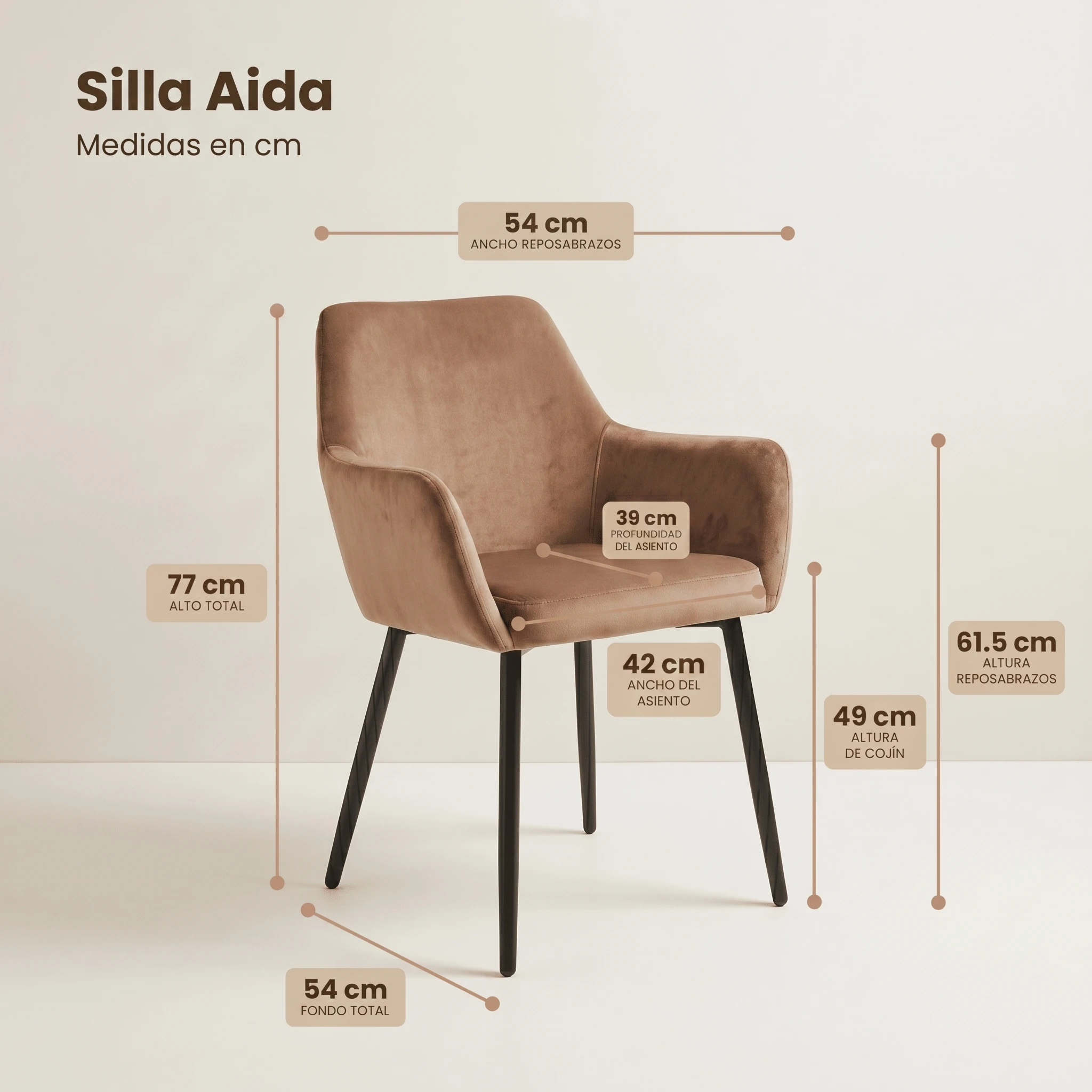 Comedor Orlando con 4 Sillas Aida medidas
