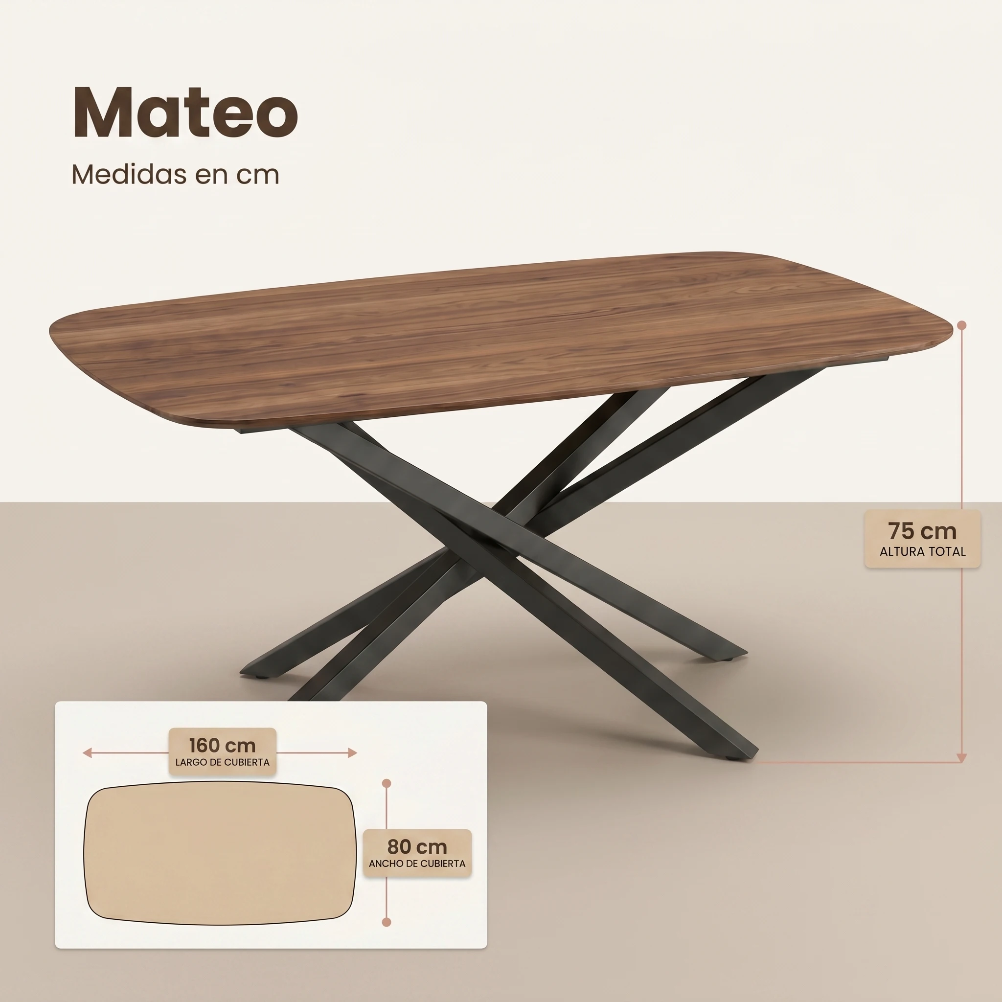 Mesa Mateo medidas