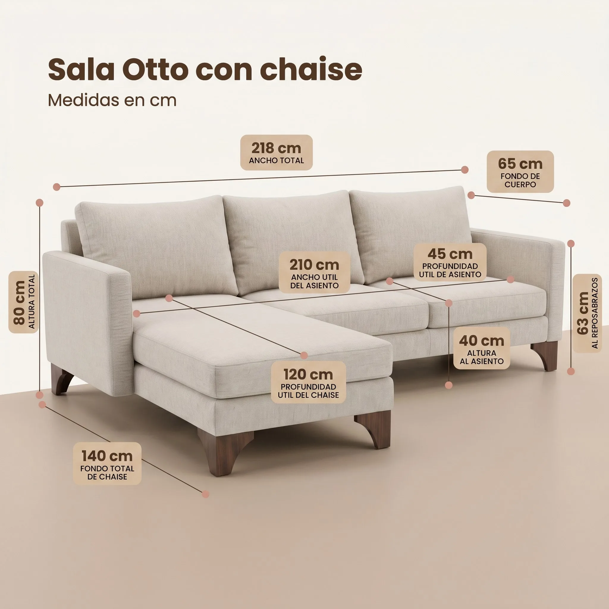 Sala OTTO Chaise medidas