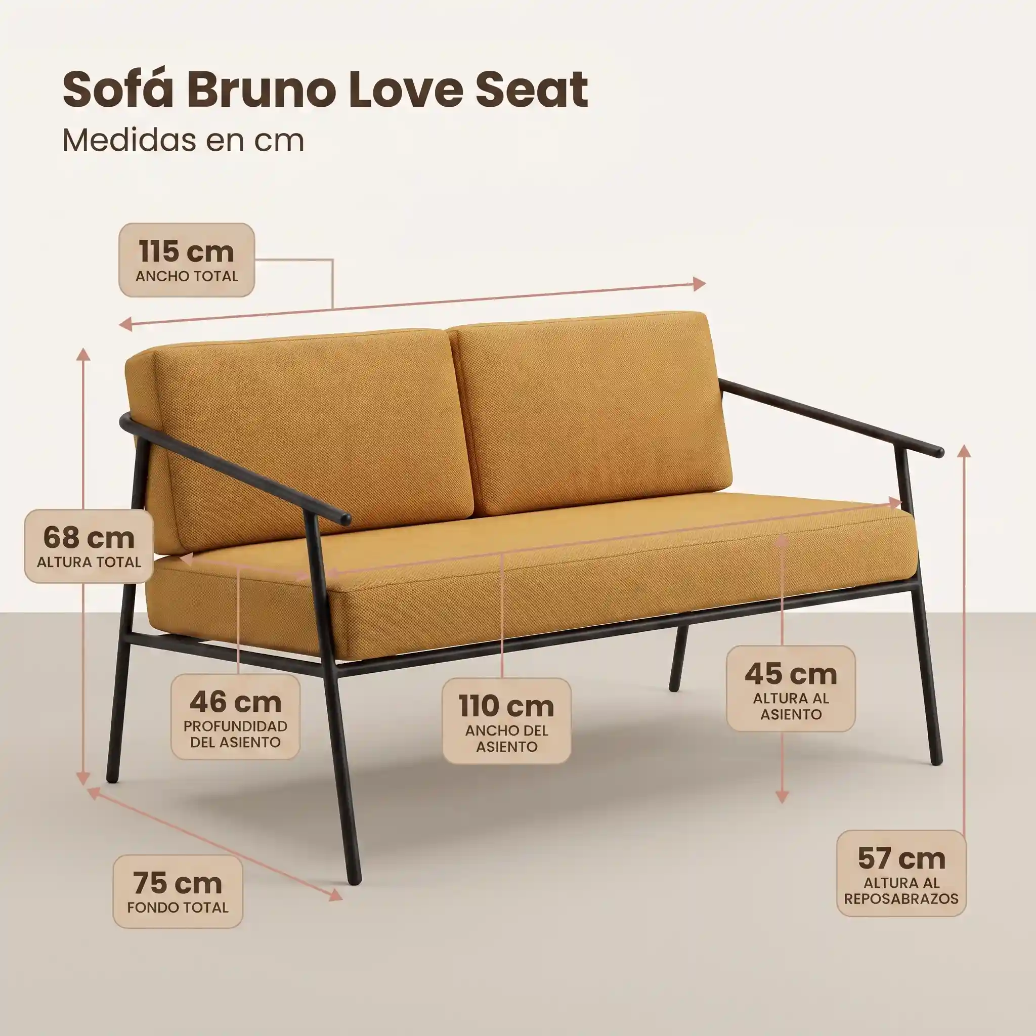 Sofá Bruno - Love Seat medidas